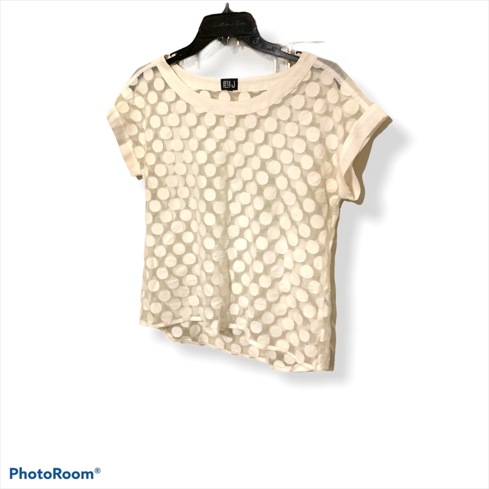 Lace cream polka dot crop shirt